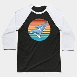 Humpback Whales Retro Sunset Baseball T-Shirt